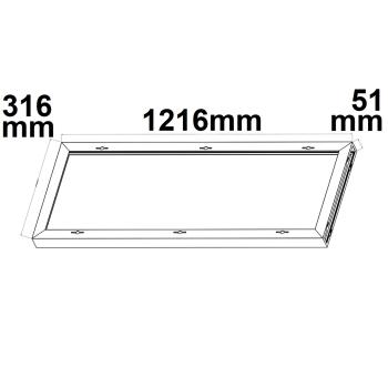 Preview: Aufbaurahmen weiß RAL 9016, Höhe 5cm, für LED Panels 300x1200, vormontiert zur Schnellmontage