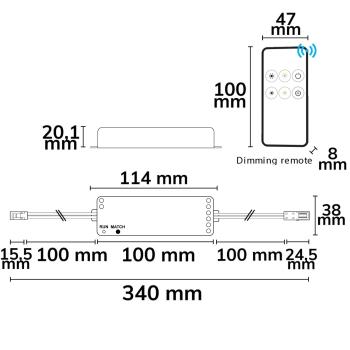 Preview: LED weißdynamischer Push/Funk PWM-Dimmer MiniAMP inkl. Fernbedienung 12-24V DC, 5A