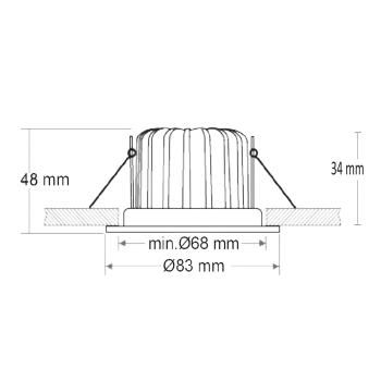 Preview: LED Einbauleuchte 68 MiniAMP alu gebürstet 5W, 24V DC, 2700K, dimmbar
