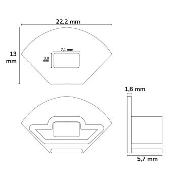 Preview: Endkappe EC88 für Profil CORNER10 SLIM mit Kabeldurchführung, 1 STK