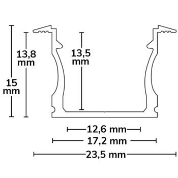 Preview: LED Einbauprofil PURE12 D Aluminium eloxiert, 200cm