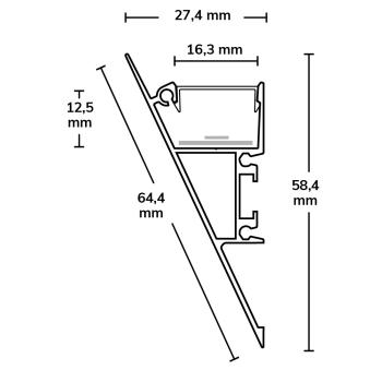 Preview: LED Aufbauleuchtenprofil HIDE TRIANGLE Aluminium eloxiert, 200cm