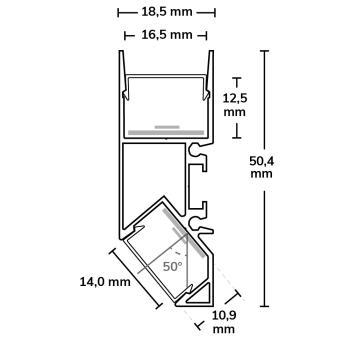 Preview: LED Aufbauleuchtenprofil HIDE ASYNC Aluminium eloxiert, 200cm