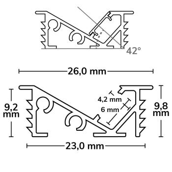 Preview: LED Einbauprofil FURNIT6 D Aluminium eloxiert, 200cm