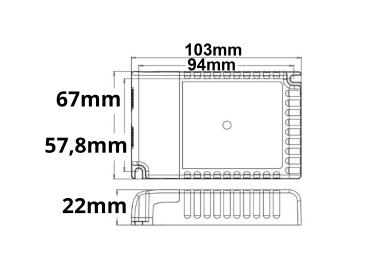 Preview: LED Konstantstrom Trafo 300-900mA (9-58V), 30W, Push/1-10V/DALI-2 dimmbar, SELV