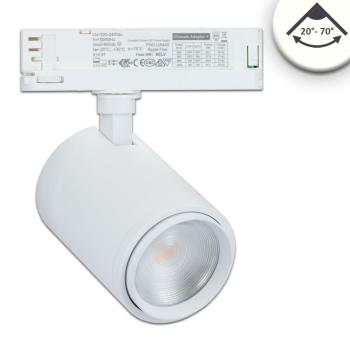 3-Phasen Schienenstrahler Vollspektrum fokussierbar, 42W, 20°-70°, weiß matt, 4000K