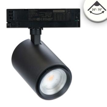 3-Phasen Schienenstrahler fokussierbar, 42W, 20°-70°, schwarz matt, 4000K, CRI92