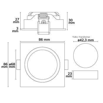 Preview: LED Einbauleuchte Slim68 Alu gebürstet, eckig, 9W, warmweiß, dimmbar