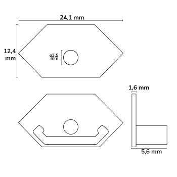 Preview: Endkappe E205 für LED Fliesenprofil Ausseneck, mit Kabeldurchführung, 1STK