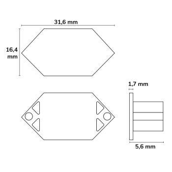 Preview: Endkappe E206 für LED Fliesenprofil Inneneck, 1STK