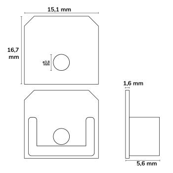 Preview: Endkappe E209 für LED Trockenbau T-Profil 14, mit Kabeldurchführung, 1STK