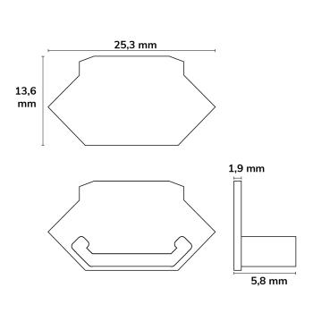 Preview: Endkappe E216 für LED Trockenbauprofil Ausseneck, 1STK