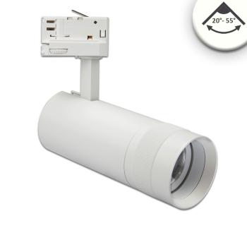 3-Phasen Schienenstrahler fokussierbar, 24W, 20°-55°, weiß matt, 4000K