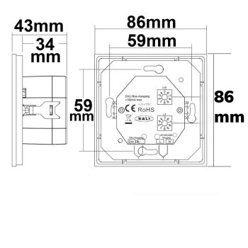 Preview: DALI DT8 CCT 1 Gruppe Einbau-Touch Master-Controller, weiß, 230V AC oder DALI-Bus Spannung