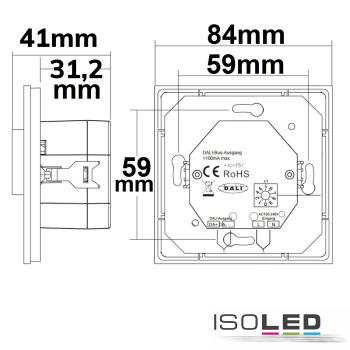 Preview: DALI DT8 CCT 1 Gruppe Einbau-Dreh Master-Controller, weiß, 230V AC oder DALI-Bus Spannung