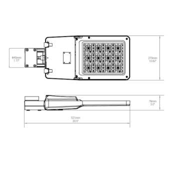 Preview: LED Street Light GR60, 3000K, IP66, mit Aufnahme für Ausleger DN45