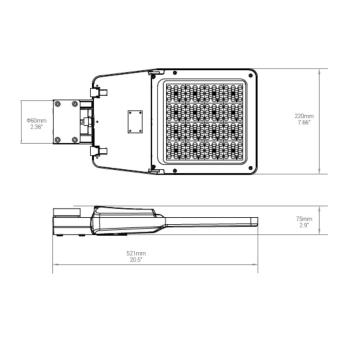 Preview: LED Street Light GR100, 3000K, IP66, mit Aufnahme für Ausleger DN60