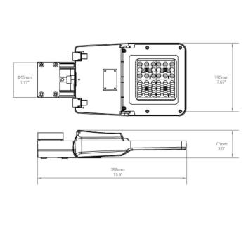 Preview: LED Street Light GR30, 4000K, IP66, mit Aufnahme für Ausleger DN45