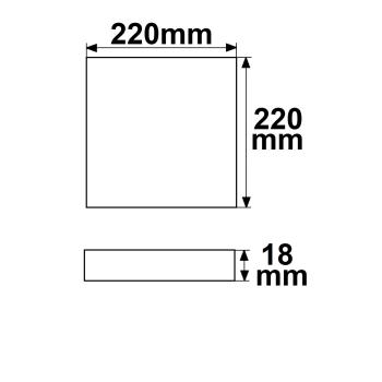 Preview: Deckenlampe Slim eckig weiß, 220x220mm, mit PIR-Bewegungssensor, 18W, Trafo integriert, warmweiß