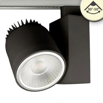 3-Phasen Schienenstrahler fokussierbar, 36W, 30°-50°, schwarz matt, 3000K, CRI92, DALI dimmbar