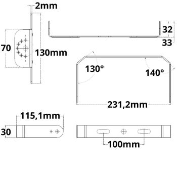 Preview: Montagebügel 180° schwenkbar für LED Hallenleuchte TOQ