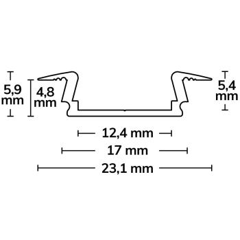 Preview: LED Einbauprofil DIVE12 FLAT Aluminium schwarz pulverbeschichtet RAL 9005, 300cm