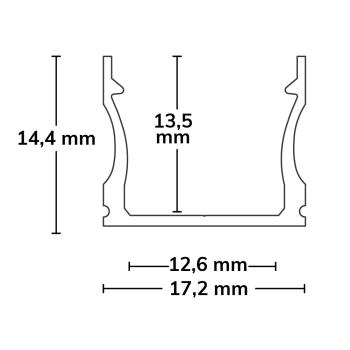 Preview: LED Aufbauprofil PURE12 S Aluminium schwarz RAL9005, 300cm
