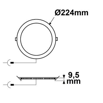 Preview: LED Downlight, 18W, rund ultraflach weiß, 225mm, ColorSwitch 3000|3500|4000K, dimmbar