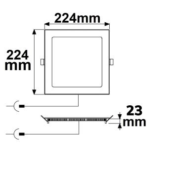 Preview: LED Downlight, 18W, eckig ultraflach weiß, 225x225mm, ColorSwitch 3000|3500|4000K, dimmbar