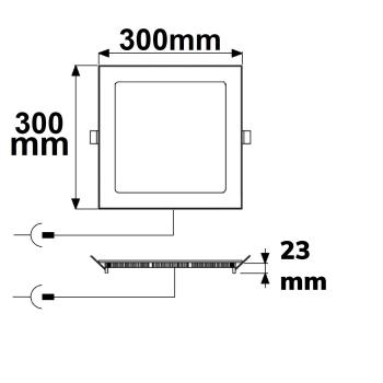 Preview: LED Downlight, 24W, eckig ultraflach weiß, 300x300mm, ColorSwitch 3000|3500|4000K, dimmbar