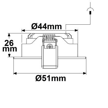 Preview: LED Einbauleuchte MiniAMP weiß, 3W, 12V DC, warmweiß, dimmbar, 100cm Kabel