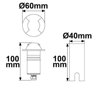 Preview: LED Bodeneinbaustrahler, rund 2SIDE 60mm, schwarz, 12-24V, IP67, 3W, 60°, warmweiß