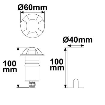 Preview: LED Bodeneinbaustrahler, rund 4SIDE 60mm, schwarz, 12-24V, IP67, 3W, 60°, warmweiß