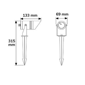 Preview: LED Gartenstrahler, rund, Aluminium, schwarz, 12-24V, IP65, 6W, 30°, warmweiß, inkl. Erdspieß