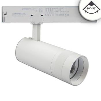 3-Phasen Schienenstrahler fokussierbar, 24W, 20°-55°, weiß matt, 4000K, dimmbar