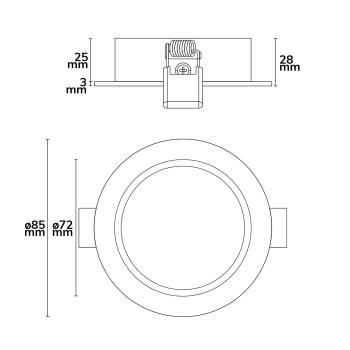 Preview: Einbaurahmen rund, Loch 68mm, Alu gebürstet, für GU10/MR16 Spots