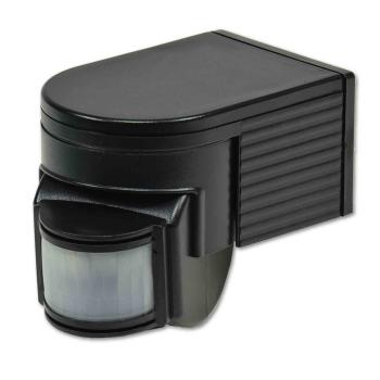 PIR Bewegungsmelder schwarz, 230V, max. 4A, 180° max. 10m Detektionsradius, IP44, Aufputzmontage