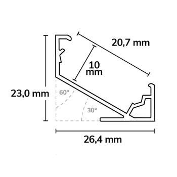 Preview: LED Eckprofil CORNER18 Aluminium weiß RAL9003, 200cm