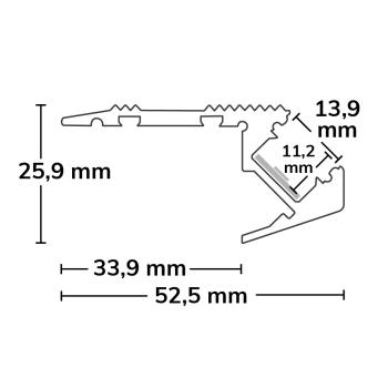 Preview: LED Treppenprofil STAIRS12, eloxiert 200cm