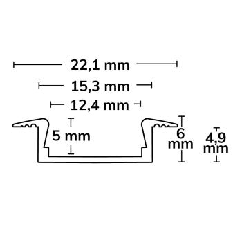 Preview: LED Einbauprofil MINI-EB V2, eloxiert L: 200cm