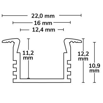 Preview: LED Einbauprofil MAXI-EB V2, eloxiert L: 200cm