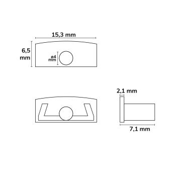 Preview: Endkappe EC224 für Profil MINI-AB V2, grau, mit Kabeldurchführung, 1 STK