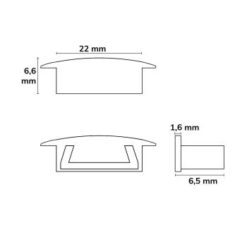 Preview: Endkappe EC230 für Profil MINI-EB V2, grau, gerade, mit Kabeldurchführung, 1 STK