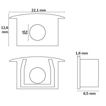Preview: Endkappe EC228 für Profil MAXI-EB V2, grau, gerade, mit Kabeldurchführung, 1 STK