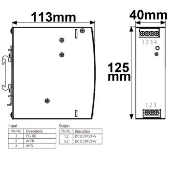 Preview: LED Hutschienen-Trafo 24V, 24~28V/DC, 0-150W
