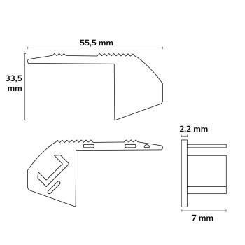 Preview: Endkappe EC222 Kunststoff für Profil STAIRS12, links 1 STK
