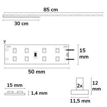 Preview: LED T5/T8 Umrüstplatine 840, 85cm, MiniAMP, 136 LED, 24V, 14W, 170 lm/W, neutralweiß, dimmbar