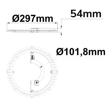 Preview: LED Umrüstplatine 297mm, 24W, 150 lm/W, mit Haltemagnet, Color 3000|4000|6000K, dimmbar