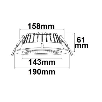 Preview: LED Downlight Reflektor 12W, 60°, 150lm/W, UGR<19, ColorSwitch 3000|4000|6000K, dimmbar