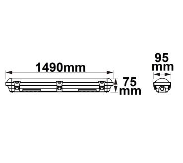 Preview: LED Wannenleuchte 150cm mit Notlichtfunktion, IP65, PowerSwitch 35-60W, ColorSwitch 3000|4000|5000K